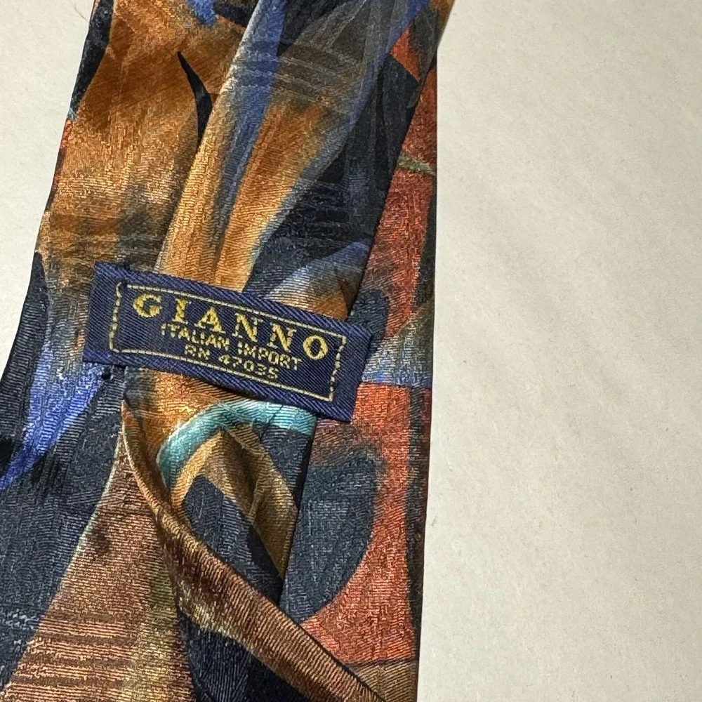 Vintage GIANNO  Italian Import Tie Necktie Multicolor Abstract‎ Geometric Artsy